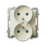 SONATA Gniazdo podwójne z uziemieniem z przesłonami torów prądowych, moduł bez ramki (do ramek 4mm) - kolor ecru