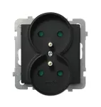 SONATA Gniazdo podwójne z uziemieniem z przesłonami torów prądowych, moduł bez ramki (do ramek 4mm) - kolor czarny matowy