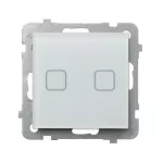 SONATA TOUCH Łącznik dotykowy dwugrupowy zwierny z podświetleniem - kolor białe szkło szronione