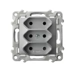 SZAFIR Gniazdo potrójne EURO - kolor srebro