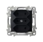 SZAFIR Gniazdo potrójne EURO - kolor czarny matowy