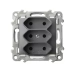 SZAFIR Gniazdo potrójne EURO - kolor szary mat