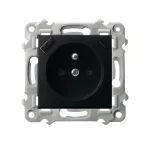 SZAFIR Gniazdo pojedyncze z uziemieniem z przesłonami torów prądowych z ładowarką, USB A+C - kolor czarny matowy