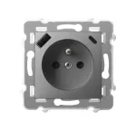 SZAFIR Gniazdo pojedyncze z uziemieniem z przesłonami torów prądowych z ładowarką, USB A+C - kolor szary mat