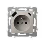 SZAFIR Gniazdo pojedyncze z uziemieniem z przesłonami torów prądowych z ładowarką, USB A+C - kolor kaszmirowy beż