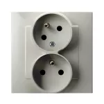 SZAFIR Gniazdo podwójne z uziemieniem z funkcją niezamienności faz, kompletne z ramką - kolor kaszmirowy beż