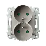 SZAFIR Gniazdo podwójne z uziemieniem z przesłonami torów prądowych, moduł bez ramki - kolor kaszmirowy beż