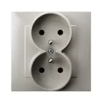 SZAFIR Gniazdo podwójne z uziemieniem kompletne z ramką - kolor kaszmirowy beż