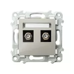 SZAFIR Gniazdo antenowe typu F podwójne - kolor kaszmirowy beż