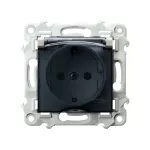 SZAFIR Gniazdo bryzgoszczelne z uziemieniem schuko IP-44 wieczko przezroczyste z przesłonami torów prądowych - kolor kaszmirowy beż