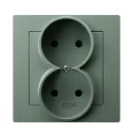 AS Gniazdo podwójne kompletne z ramką - kolor zielony mat