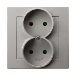 AS Gniazdo podwójne z przesłonami torów prądowych, kompletne z ramką - kolor kaszmir