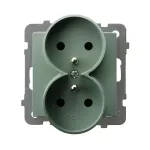 AS Gniazdo podwójne z uziemieniem moduł bez ramki - kolor zielony mat