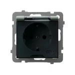 AS Gniazdo bryzgoszczelne z uziemieniem schuko IP-44 wieczko przezroczyste - kolor zielony mat