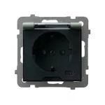 AS Gniazdo bryzgoszczelne z uziemieniem schuko IP-44 z przesłonami torów prądowych wieczko przezroczyste - kolor zielony mat