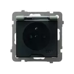 AS Gniazdo bryzgoszczelne z uziemieniem IP-44 z przesłonami torów prądowych wieczko przezroczyste - kolor zielony mat