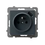 SONATA Gniazdo pojedyncze z uziemieniem z przesłonami torów prądowych, z ładowarką USB - kolor szary grafit