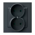 SONATA Gniazdo podwójne z przesłonami torów prądowych, kompletne z ramką - kolor szary grafit