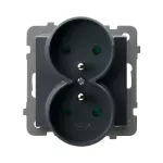 SONATA Gniazdo podwójne z uziemieniem z przesłonami torów prądowych, moduł bez ramki (do ramek 4mm) - kolor szary grafit