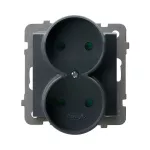 SONATA Gniazdo podwójne z przesłonami torów prądowych, moduł bez ramki - kolor szary grafit