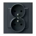 SONATA Gniazdo podwójne z uziemieniem kompletne z ramką - kolor szary grafit