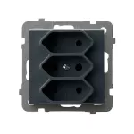 SONATA Gniazdo potrójne EURO - kolor szary grafit
