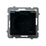 SONATA Gniazdo bryzgoszczelne z uziemieniem schuko IP-44 z przesłonami torów prądowych wieczko przezroczyste - kolor szary grafit