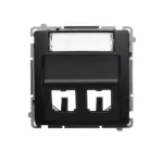 Simon Basic WMUK-P2xP0x-Y013 Pokrywa gniazd teleinformatycznych na wkłady RJ typu: Panduit, skośna podwójna z polem opisowym. Montaż do puszki na wkręty; czarny