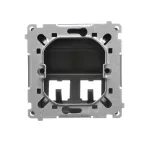 Simon Basic WMUK-P2xP0x-Y013 Pokrywa gniazd teleinformatycznych na wkłady RJ typu: Panduit, skośna podwójna z polem opisowym. Montaż do puszki na wkręty; czarny