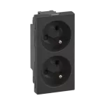 Simon Connect TSC-50000458-038 Gniazdo podwójne S500 z uziemieniem 2x230V~ 16A; bez sygnalizacji; śrubowe; szary grafit