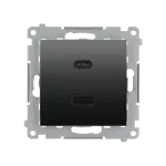 Simon 54 WMDZ-EC2CAx-048 Ładowarka 2xUSB C+A Quick Charge 5/9/12V (moduł), 3.1 A, 5V DC, 230V; antracyt Koniec produkcji zamiennik: DEC2CAQ.01/48