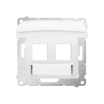 Simon 54 WMDA-P92xx1-011AB Pokrywa gniazd teleinformatycznych IP44 na Keystone podwójna z polem opisowym, kl. transp.; antybakteryjny biały Wymagana uszczelka IP44 do ramki