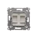 Simon 54 WMDA-P92xx1-011AB Pokrywa gniazd teleinformatycznych IP44 na Keystone podwójna z polem opisowym, kl. transp.; antybakteryjny biały Wymagana uszczelka IP44 do ramki