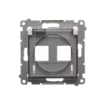 Simon 54 WMDA-P93xx1-011 Pokrywa gniazd teleinformatycznych IP44 na Keystone podwójna z polem opisowym, klapka transparentna; biały Wymagana uszczelka IP44 do ramki