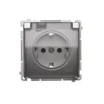 Simon Basic WMBW-73111x-4011 Gniazdo wtyczkowe Schuko do wersji IP44 (moduł) 16A, 250V~, zaciski śrubowe; srebrny mat. Klapka transparentna