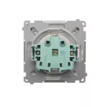 Simon Basic WMBW-73111x-4011 Gniazdo wtyczkowe Schuko do wersji IP44 (moduł) 16A, 250V~, zaciski śrubowe; srebrny mat. Klapka transparentna