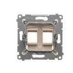 Simon 54 WMDA-P92xx1-041 Pokrywa gniazd teleinformatycznych IP44 na Keystone podwójna z polem opisowym, klapka transparentna; kremowy Wymagana uszczelka IP44 do ramki