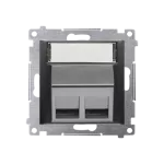 Simon 54 WMDK-P2x2xx-049 Pokrywa gniazd teleinformatycznych na Keystone skośna podwójna z polem opisowym (moduł). Montaż na łapki i wkręty; czarny