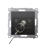 Simon 54 WMDL-0K04Px-049 Łącznik na kluczyk roletowy chwilowy –przycisk (moduł) 3 poz. „I-0-II" 2 styki N/O, 5A, 250~. Możliwość wyjęcia klucza tylko w pozycji 0; czarny