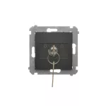 Simon 54 WMDL-0K04Px-049 Łącznik na kluczyk roletowy chwilowy –przycisk (moduł) 3 poz. „I-0-II" 2 styki N/O, 5A, 250~. Możliwość wyjęcia klucza tylko w pozycji 0; czarny