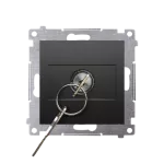 Simon 54 WMDL-0K01Px-049 Łącznik na kluczyk chwilowy – przycisk (moduł) 2 pozycyjny „0-I” styk N/O, 5 A, 250~. Możliwość wyjęcia klucza tylko w pozycji 0; czarny