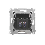 Simon 54 WMDG-02000x-049 Gniazdo głośnikowe 2-krotne z polem opisowym (moduł). Przekrój przewodów dla wejścia i wyjścia 2,5 mm2; czarny