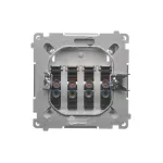 Simon Basic WMUG-04000x-4011 Gniazdo głośnikowe 4-krotne z polem opisowym (moduł). Do podłączenia 4 kolumn głośnikowych. Mocowanie gniazda na łapki i wkręty; srebrny mat