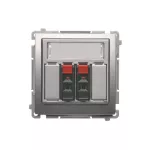 Simon Basic WMUG-02000x-4011 Gniazdo głośnikowe 2-krotne z polem opisowym (moduł). Przekrój przew.dla wejścia i wyjścia 2,5 mm2. Mocowanie na łapki i wkręty; srebrny mat
