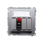 Simon Basic WMUG-01000x-4011 Gniazdo głośnikowe 1-krotne z polem opisowym (moduł). Przekrój przew. dla wejścia i wyjścia 2,5 mm2. Mocowanie na łapki i wkręty; srebrny mat