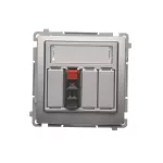 Simon Basic WMUG-01000x-4011 Gniazdo głośnikowe 1-krotne z polem opisowym (moduł). Przekrój przew. dla wejścia i wyjścia 2,5 mm2. Mocowanie na łapki i wkręty; srebrny mat