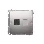 Simon Basic WMUK-0610xx-4011 Gniazdo komputerowe RJ45, kategoria 6, pojedyncze z przesłoną przeciwkurzową (moduł). Montaż na łapki lub wkręty; srebrny mat