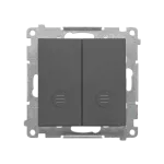 Simon 55 WMDL-0P1xx7-116 Przycisk podwójny zwierny bez piktogramu – osobne podświetlenie dla każdego klawisza (moduł) 10 AX, 250 V~, szybkozłącza. Dostępne tylko jako wersja IP20; Grafitowy mat