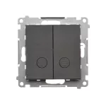 Simon 55 WMDL-0P1xx7-149 Przycisk podwójny zwierny bez piktogramu – osobne podświetlenie dla każdego klawisza (moduł) 10 AX, 250 V~, szybkozłącza. Dostępne tylko jako wersja IP20; Czarny mat