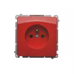 Simon Basic WMUW-00111x-A021 Gniazdo wtyczkowe z uziemieniem (moduł), z przesłonami torów prądowych, 16A, 250V~, zaciski śrubowe; czerwone
